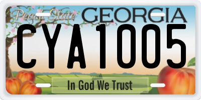GA license plate CYA1005