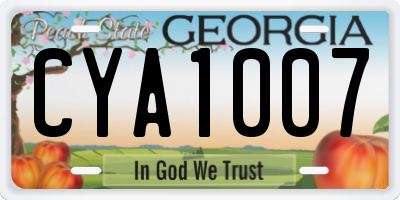 GA license plate CYA1007