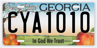 GA license plate CYA1010