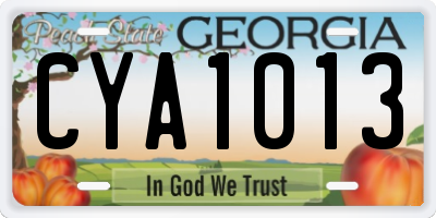 GA license plate CYA1013