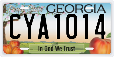 GA license plate CYA1014