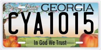 GA license plate CYA1015