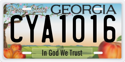 GA license plate CYA1016