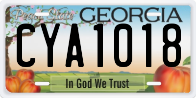 GA license plate CYA1018