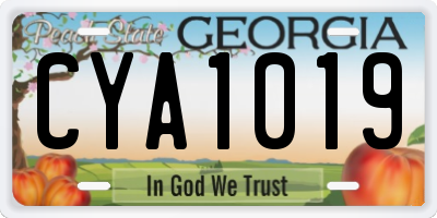 GA license plate CYA1019