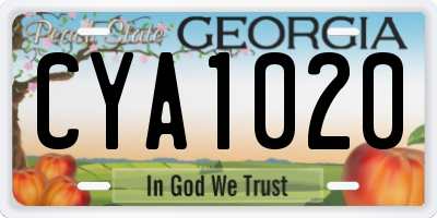 GA license plate CYA1020