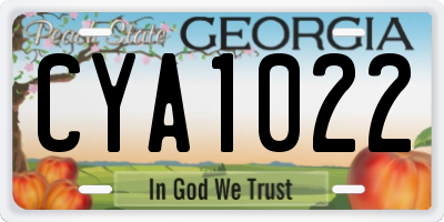 GA license plate CYA1022