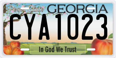 GA license plate CYA1023
