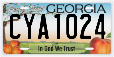 GA license plate CYA1024