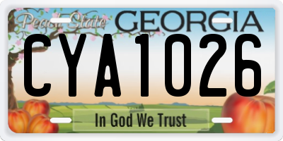 GA license plate CYA1026