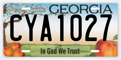 GA license plate CYA1027