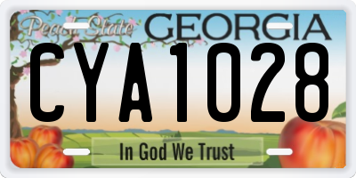 GA license plate CYA1028