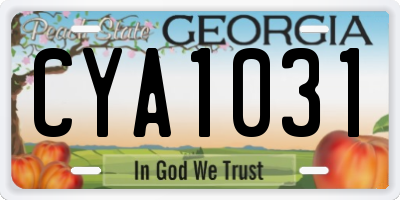 GA license plate CYA1031
