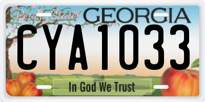 GA license plate CYA1033