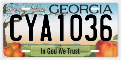 GA license plate CYA1036