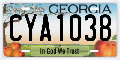 GA license plate CYA1038