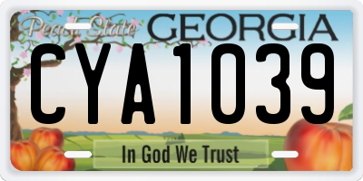 GA license plate CYA1039