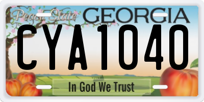 GA license plate CYA1040