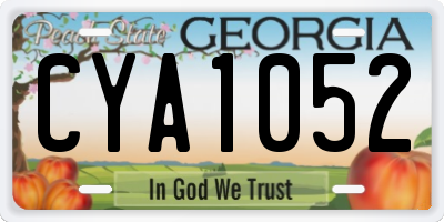 GA license plate CYA1052