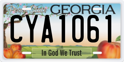 GA license plate CYA1061