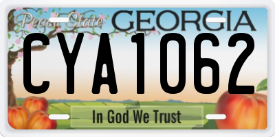 GA license plate CYA1062