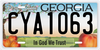 GA license plate CYA1063