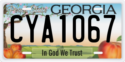 GA license plate CYA1067