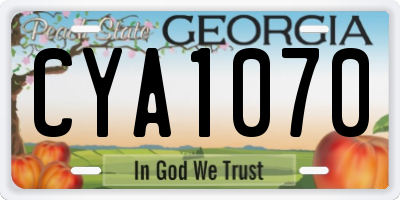 GA license plate CYA1070