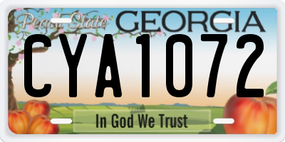 GA license plate CYA1072
