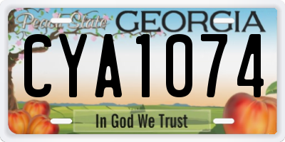 GA license plate CYA1074