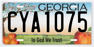GA license plate CYA1075