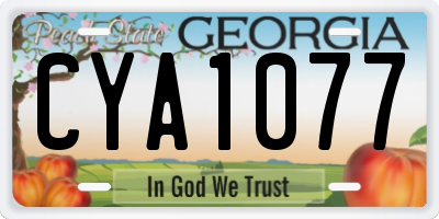 GA license plate CYA1077