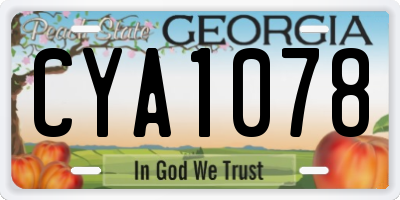 GA license plate CYA1078
