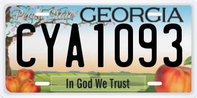 GA license plate CYA1093