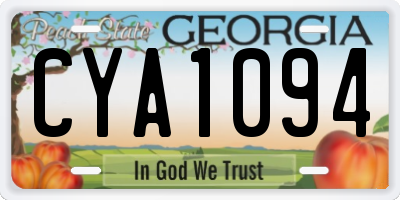 GA license plate CYA1094