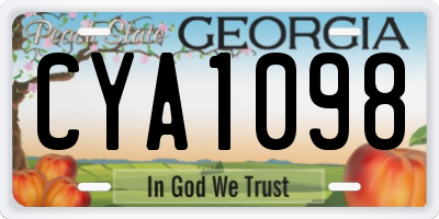GA license plate CYA1098