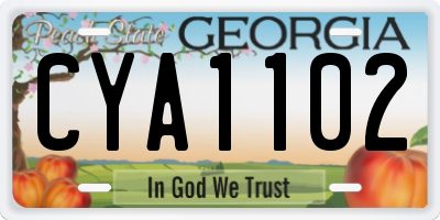 GA license plate CYA1102