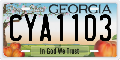 GA license plate CYA1103