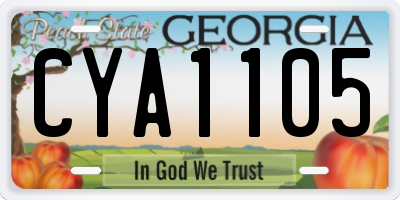 GA license plate CYA1105