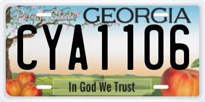 GA license plate CYA1106