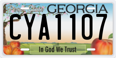 GA license plate CYA1107