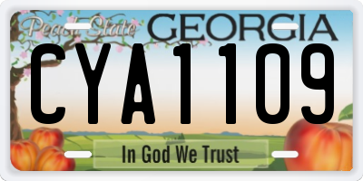 GA license plate CYA1109