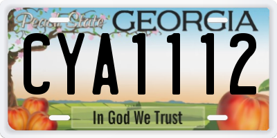 GA license plate CYA1112