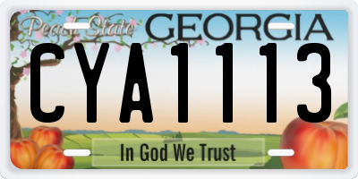 GA license plate CYA1113