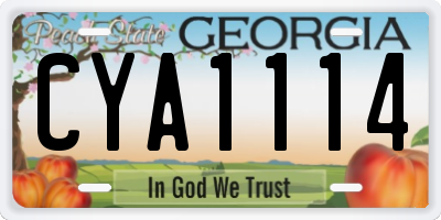 GA license plate CYA1114