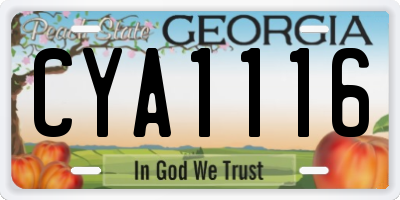 GA license plate CYA1116