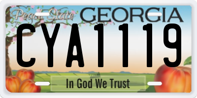 GA license plate CYA1119