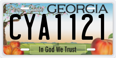 GA license plate CYA1121