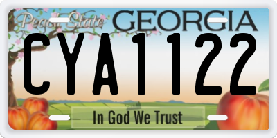 GA license plate CYA1122