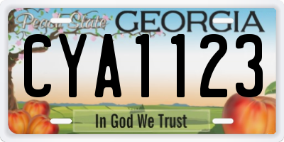 GA license plate CYA1123
